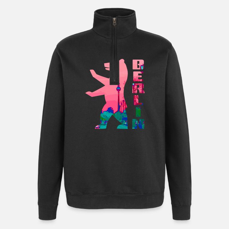 Berlin Bär Neon Silhouette - Quarter-Zip-Sweatshirt - Schwarz