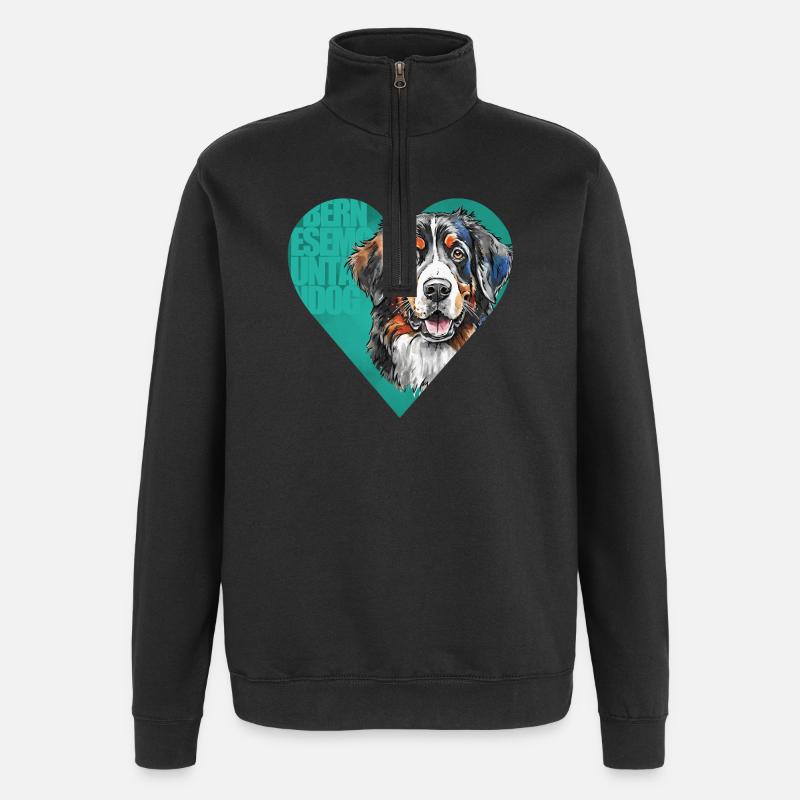 Portrait de bouvier bernois - Sweat à zip 1/4 - noir