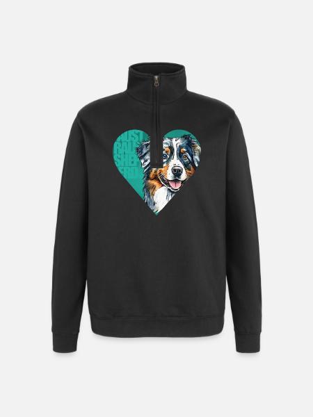 Australian Shepherd Portrait - Quarter-Zip Sweatshirt - black