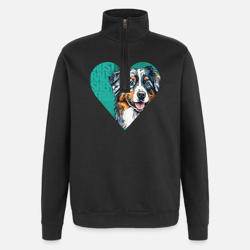 Portrait de berger australien - Sweat à zip 1/4 - noir