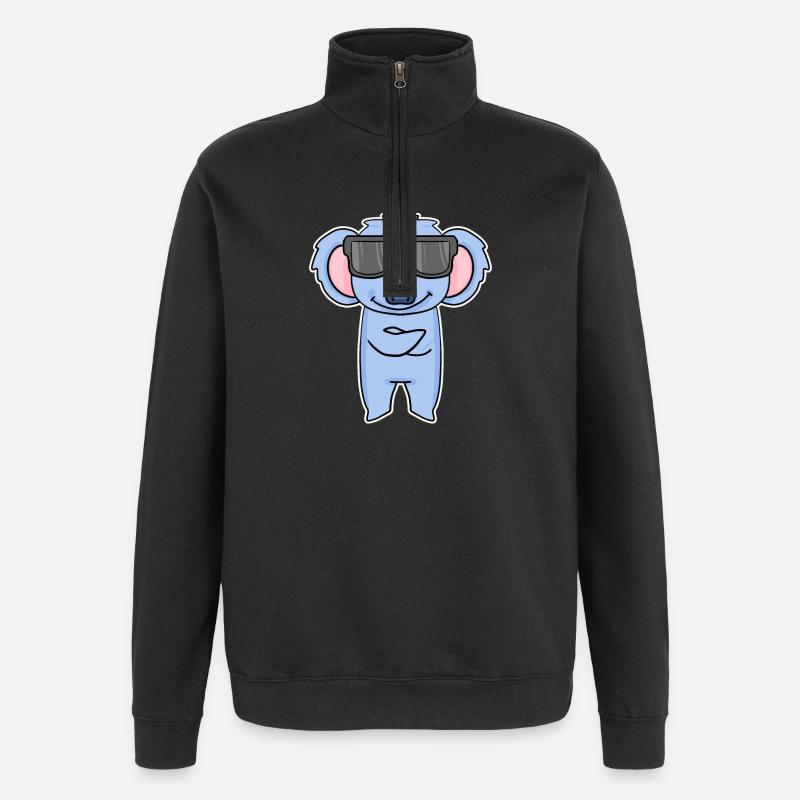 Koala with glasses - Quarter-Zip Sweatshirt - black