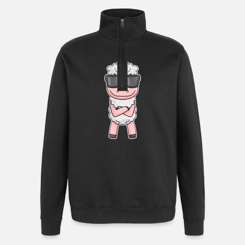 Mouton avec des lunettes - Sweat à zip 1/4 - noir