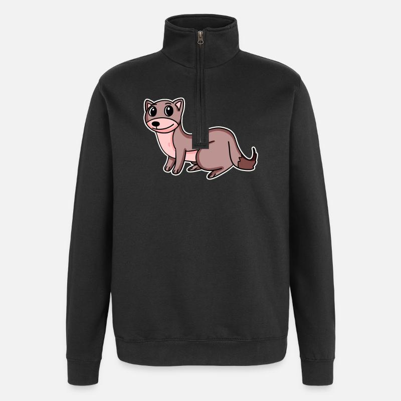 Weasel Motif - Quarter-Zip Sweatshirt - black