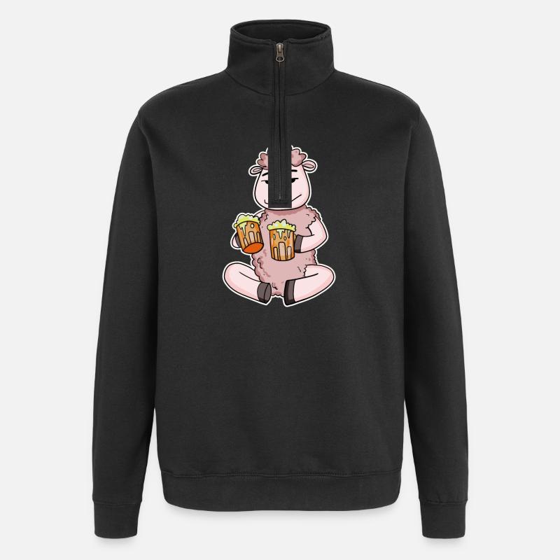 Moutons à la bière - Sweat à zip 1/4 - noir