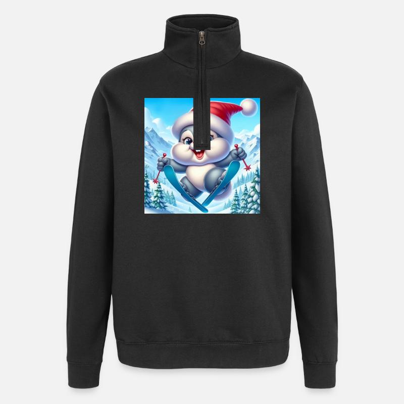 Lapin Saut Ski Noël - Sweat à zip 1/4 - noir
