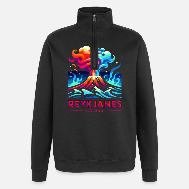 Éruption du volcan de Reykjanes, Islande - Sweat à zip 1/4 - noir