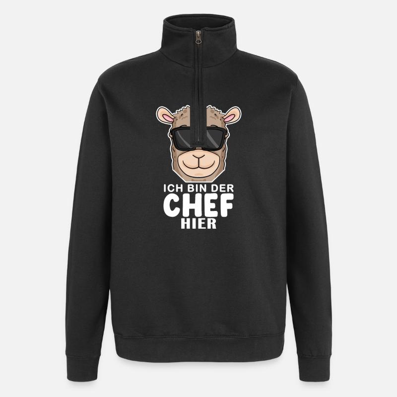 Chef Spruch mit Alpaka Motiv - Quarter-Zip-Sweatshirt - Schwarz