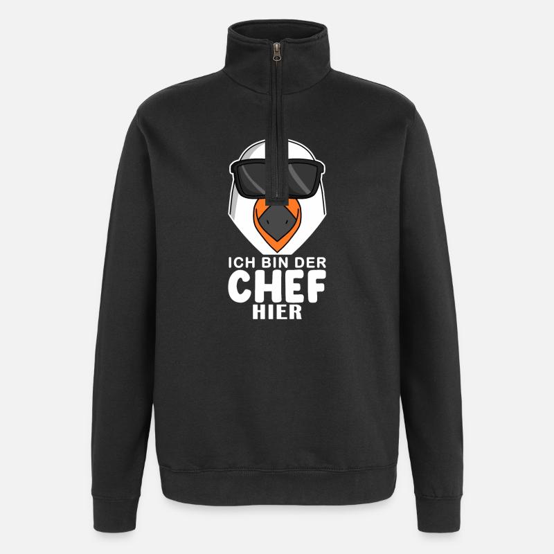 Chef Spruch mit Möwe Motiv - Quarter-Zip-Sweatshirt - Schwarz