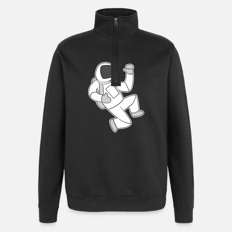 Astronaut Motiv - Quarter-Zip-Sweatshirt - Schwarz