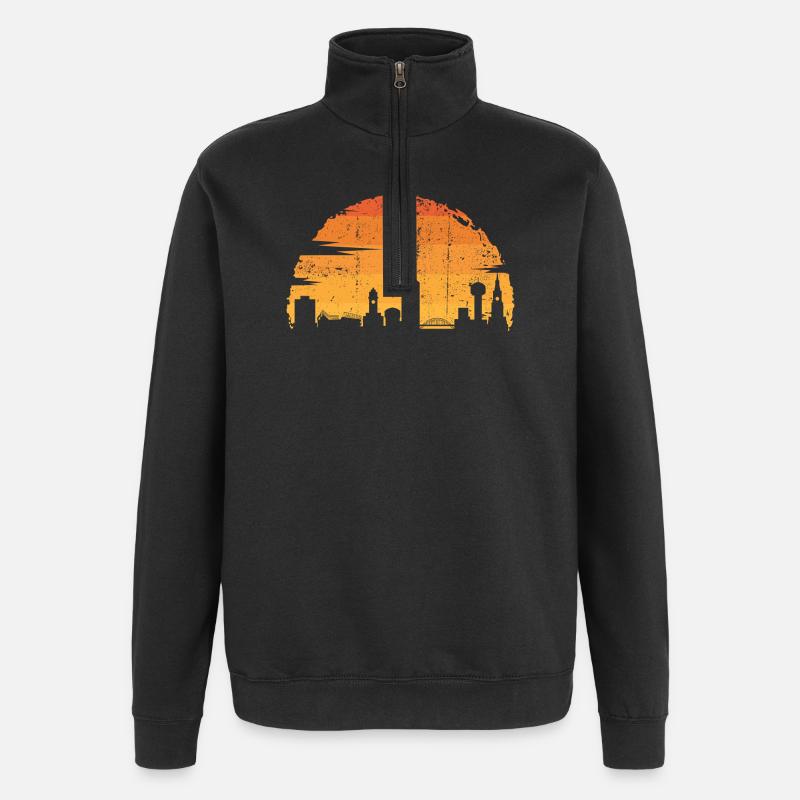 Silhouette Coucher De Soleil Urbain - Sweat à zip 1/4 - noir