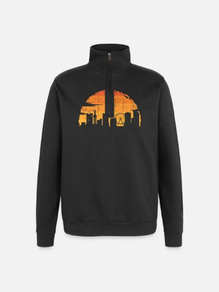 Sunset Skyline Silhouette - Quarter-Zip Sweatshirt - black