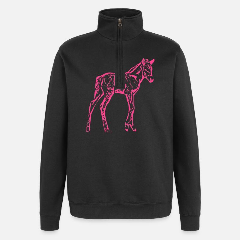 Pferd rosa pink - Quarter-Zip-Sweatshirt - Schwarz