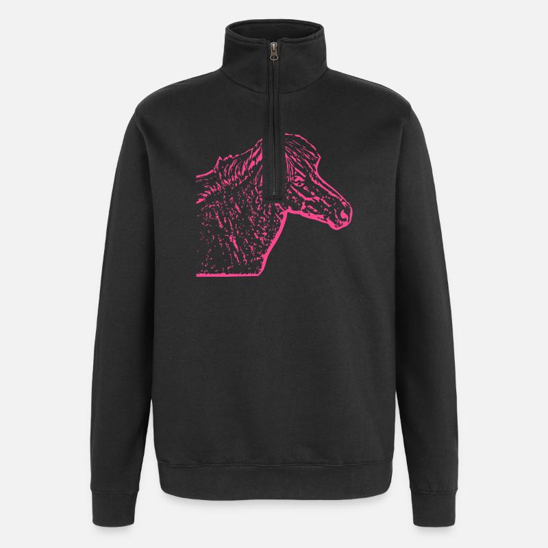 Cheval rose rose - Sweat à zip 1/4 - noir