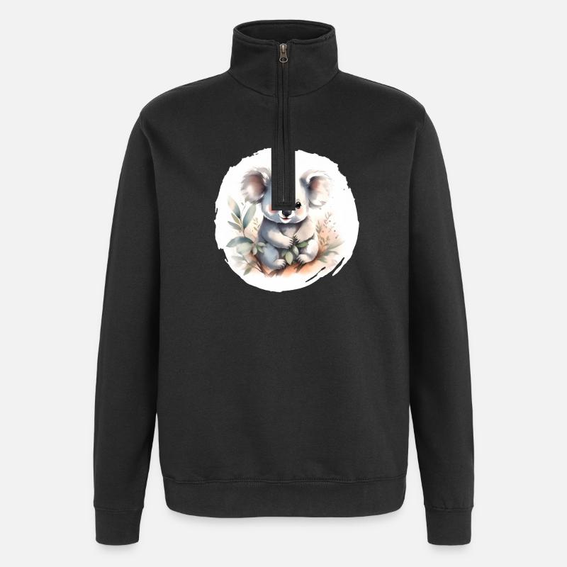 Koala Aquarell - Quarter-Zip-Sweatshirt - Schwarz