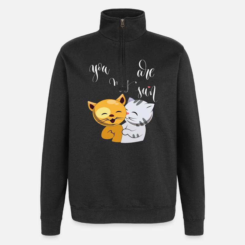 Chats, vous êtes mon Soleil - Sweat à zip 1/4 - noir