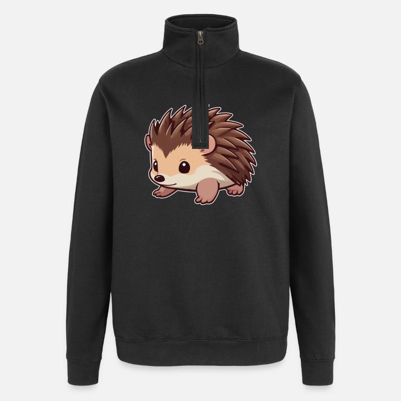Mignon animal hérisson - Sweat à zip 1/4 - noir