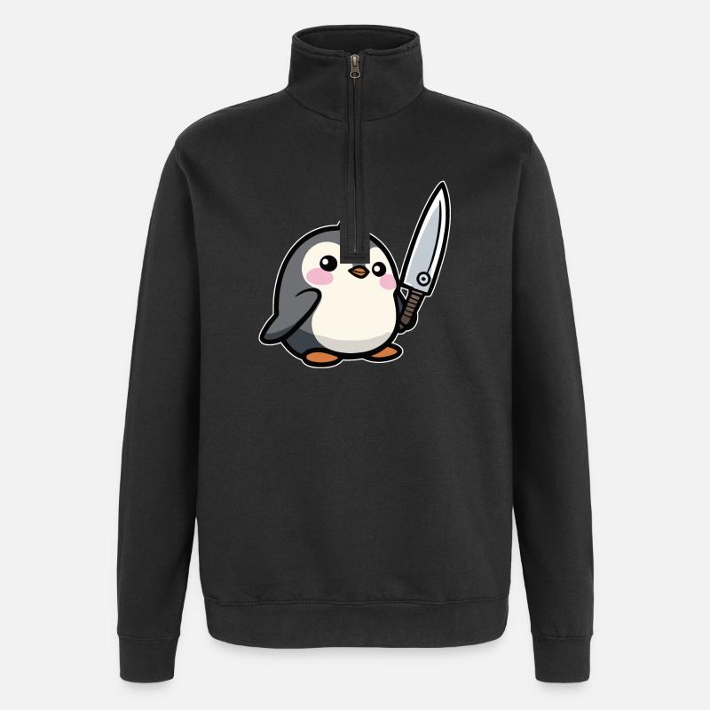 Funny Penguin - Quarter-Zip Sweatshirt - black