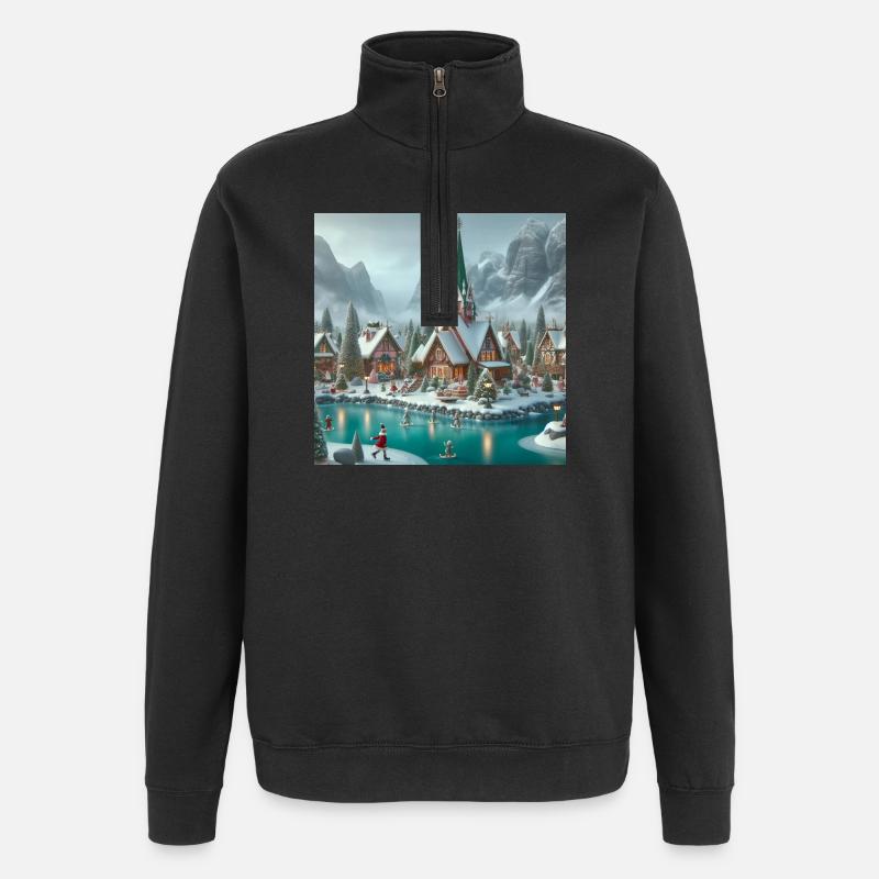 Village Scandinave Noël - Sweat à zip 1/4 - noir