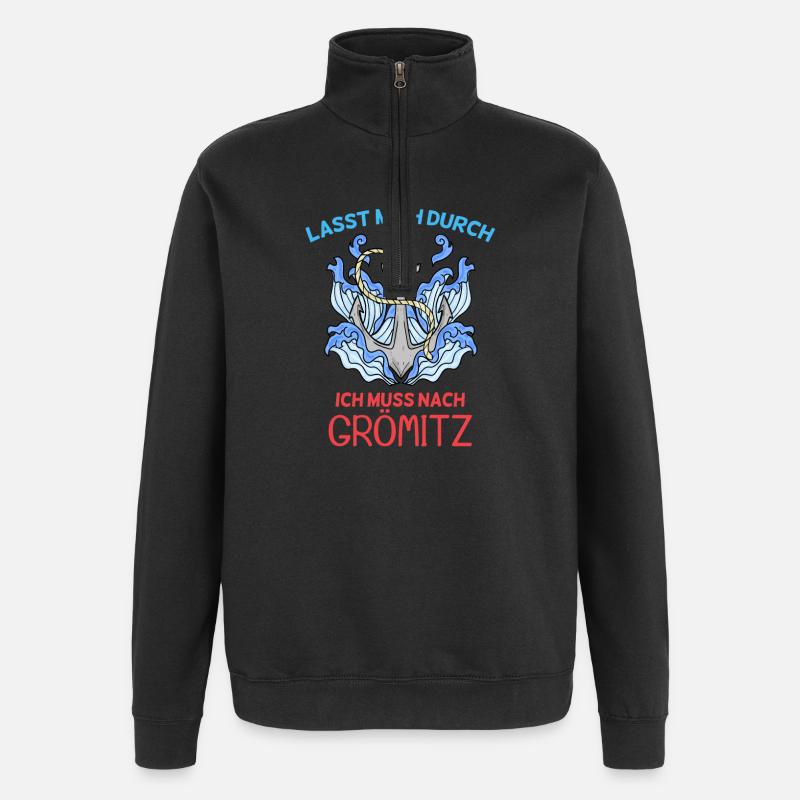 Grömitz Spruch - Quarter-Zip-Sweatshirt - Schwarz