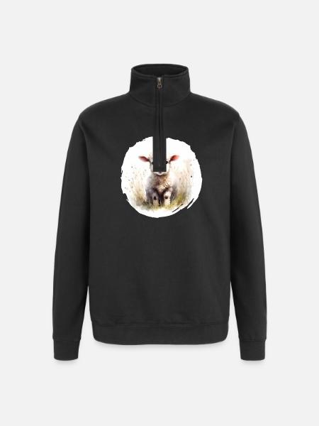 Lamm Aquarell - Quarter-Zip-Sweatshirt - Schwarz