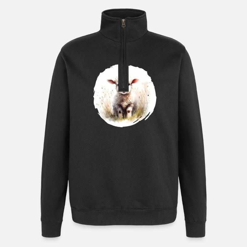Lamm Aquarell - Quarter-Zip-Sweatshirt - Schwarz