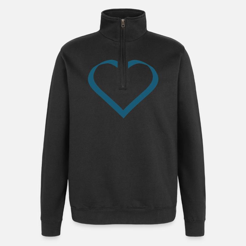 Saint-Valentin, Saint-Valentin, Saint-Valentin - Sweat à zip 1/4 - noir