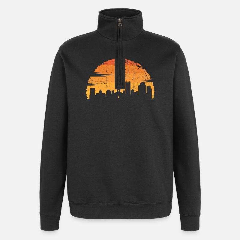 Sunset Skyline Silhouette - Quarter-Zip Sweatshirt - black