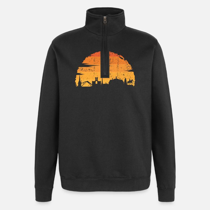 Sunset Skyline Silhouette - Quarter-Zip Sweatshirt - black