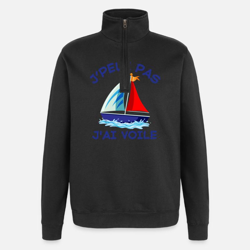 voile, voilier, bateau à voile - Sweat à zip 1/4 - noir