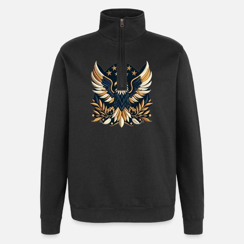 Aigle de la bannière étoilée - Sweat à zip 1/4 - noir