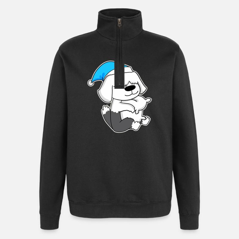Sleeping, Tiredness, Dog - Quarter-Zip Sweatshirt - black