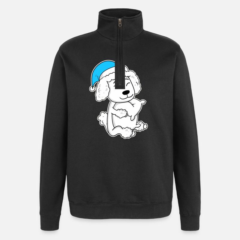 Poodle Sleeping Tiredness Dog - Quarter-Zip Sweatshirt - black