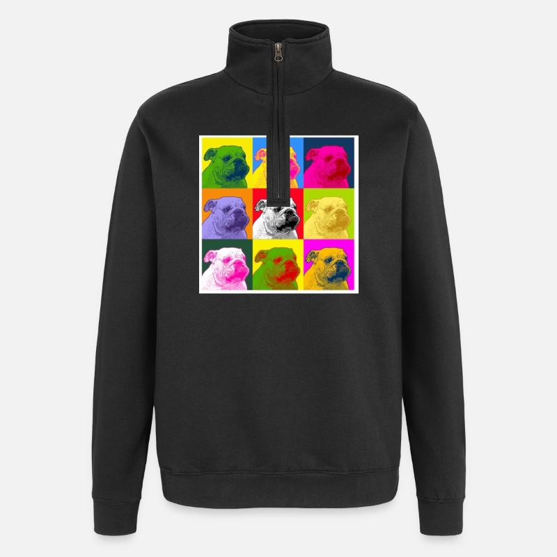 A bulldog - Sweat à zip 1/4 - noir