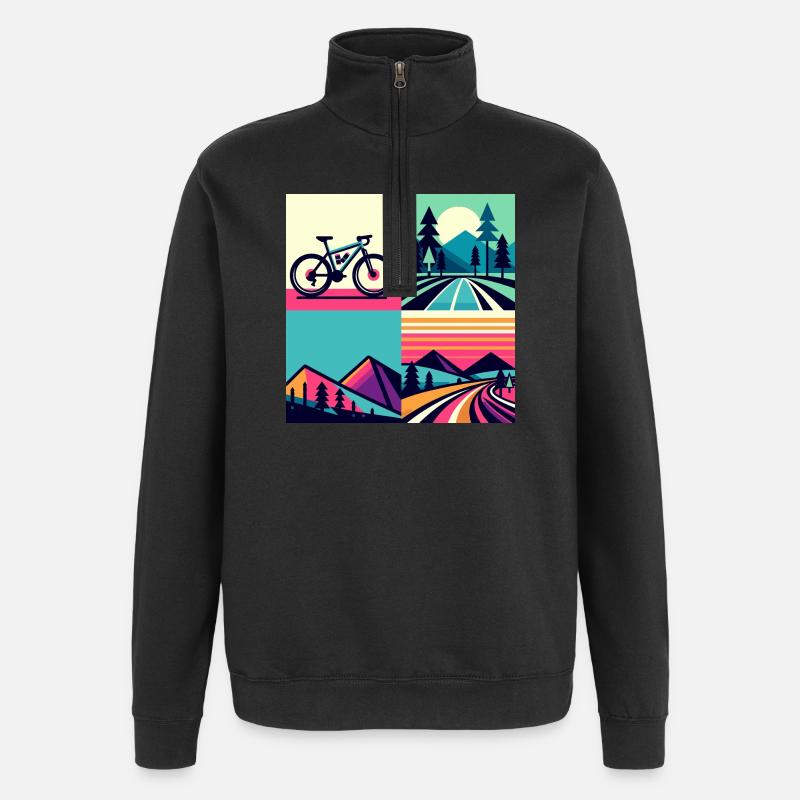 Gravier 4 paysages - Sweat à zip 1/4 - noir