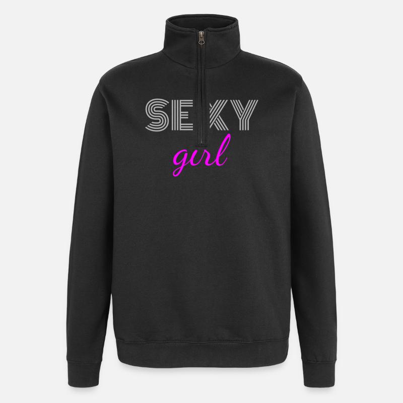 Sexy Mädchen - Quarter-Zip-Sweatshirt - Schwarz