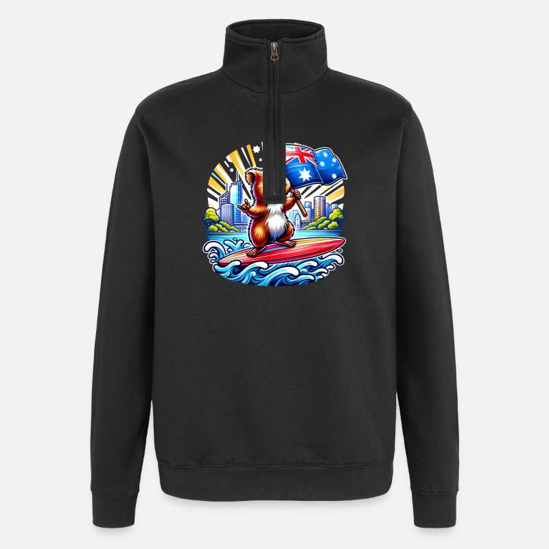 Quokka Australian Surfing Design - Quarter-Zip Sweatshirt - black