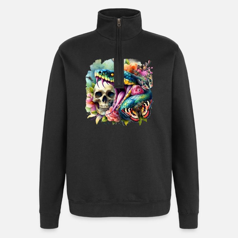 Schlangen-Schädel - Quarter-Zip-Sweatshirt - Schwarz