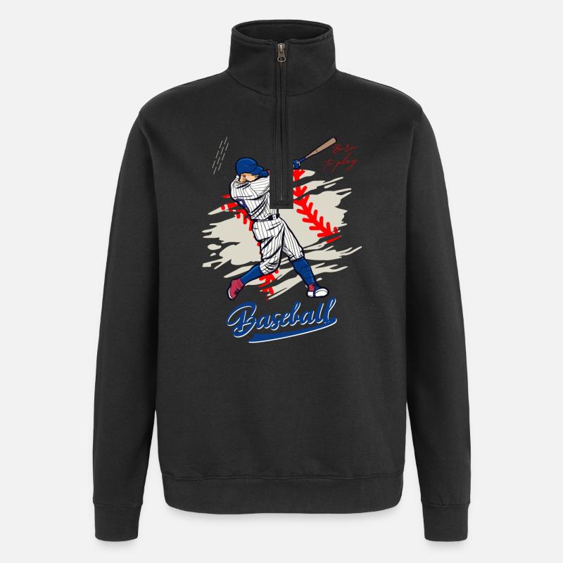 Dynamische Baseballschaukel Illustration - Quarter-Zip-Sweatshirt - Schwarz