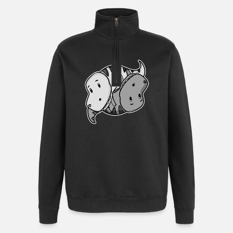 Dinosaure Dino Yin Yang - Sweat à zip 1/4 - noir