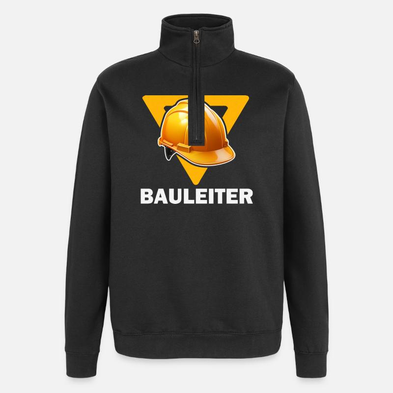 Baustellenleiter Bauhelm - Quarter-Zip-Sweatshirt - Schwarz