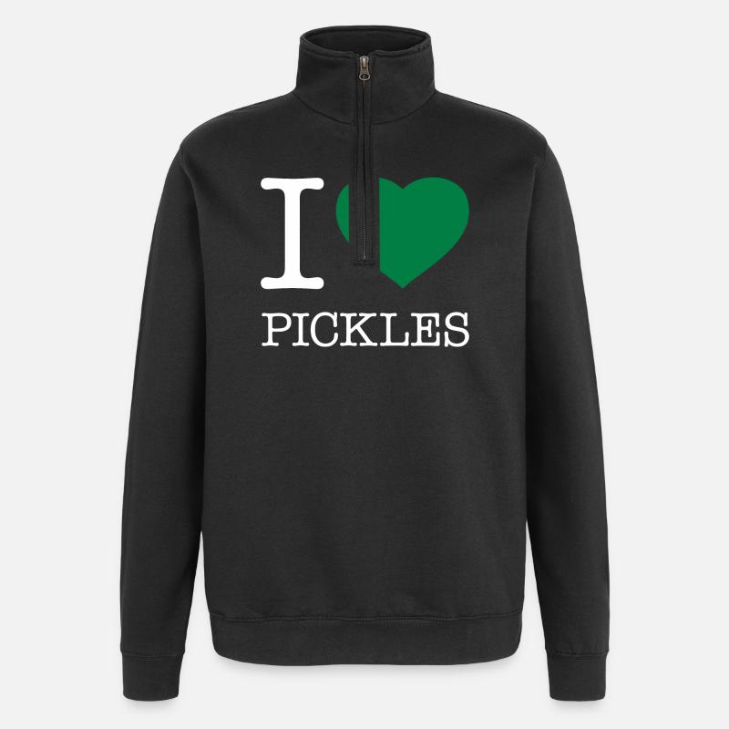 I LOVE PICKLES - Quarter-Zip Sweatshirt - black