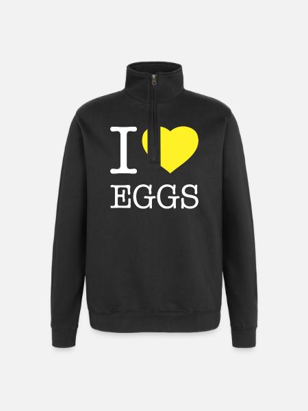 I LOVE EGGS - Quarter-Zip Sweatshirt - black