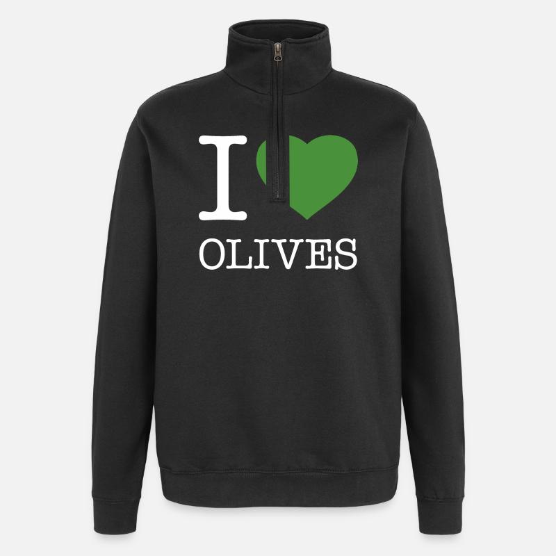 J’AIME LES OLIVES Oliven - Sweat à zip 1/4 - noir