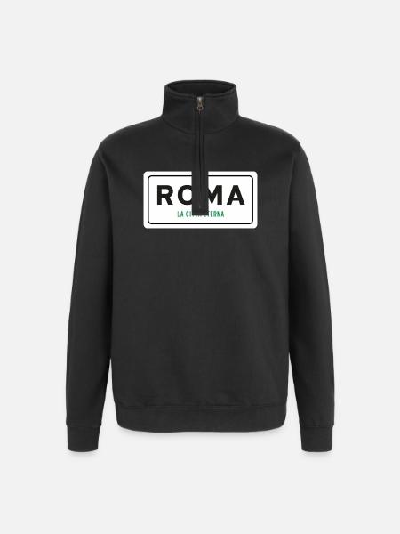 Rom Ortsschild - Quarter-Zip-Sweatshirt - Schwarz