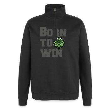 Darts, Darts, Darts, Shirt Born to win (25) - Quarter-Zip Sweatshirt - black - Front - AI Model Female 172 light (172cm) & AI Model Male 178 dark (178cm)