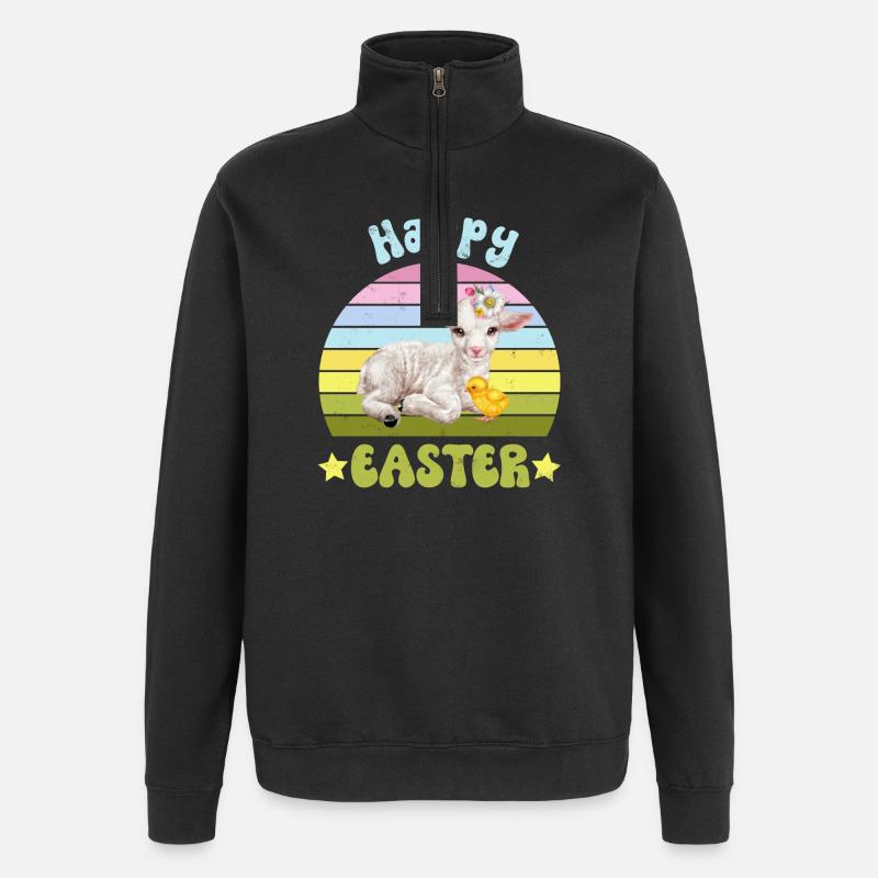 Ostern Lamm Schaf - Quarter-Zip-Sweatshirt - Schwarz