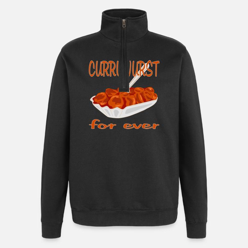 La currywurst est délicieuse - Sweat à zip 1/4 - noir