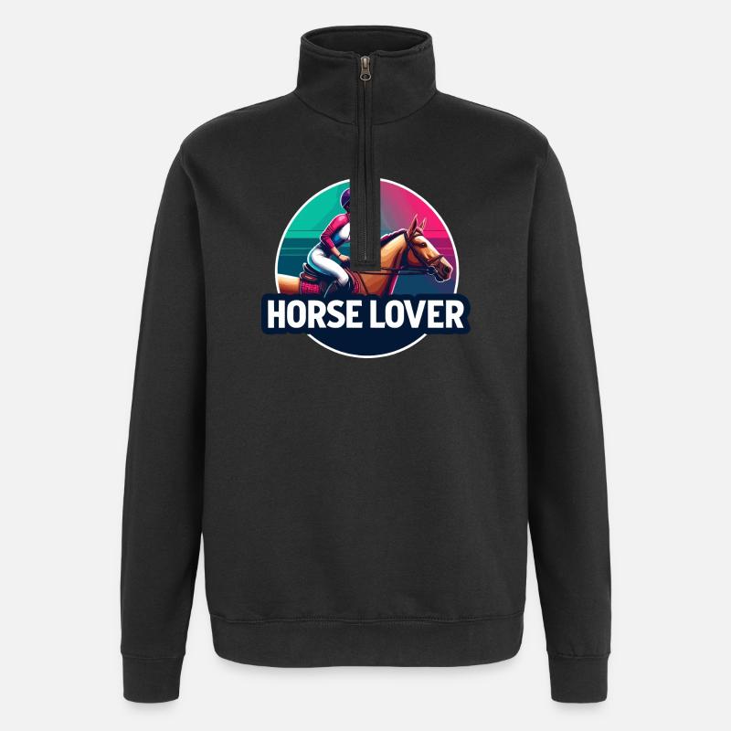 Equestrian Rider Emblem - Quarter-Zip Sweatshirt - black