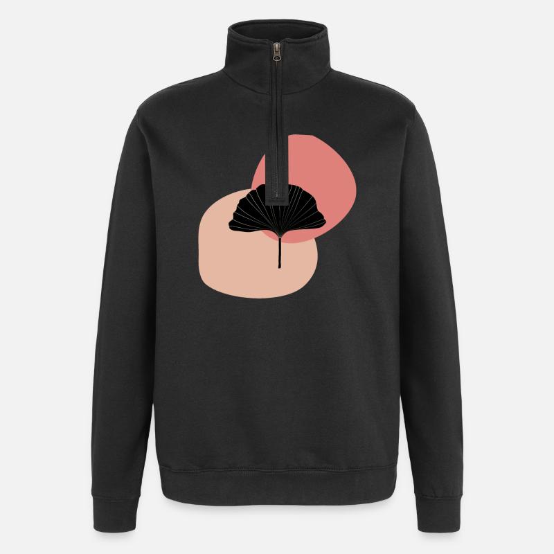 Gingko Blatt midcentury modern - Quarter-Zip-Sweatshirt - Schwarz