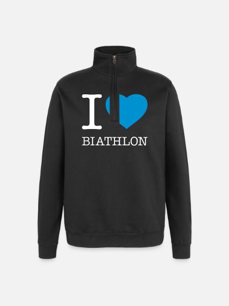 I LOVE BIATHLON - Quarter-Zip Sweatshirt - black